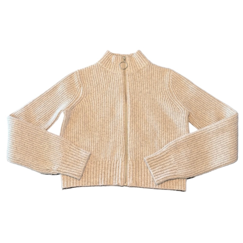 William Rast Heather Grey Knit Zip Cropped Cardigan Sweater Y2K Inspired S